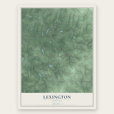 Lexington, Indiana map print, the full design