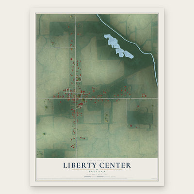 Liberty Center, Indiana map print, the full design