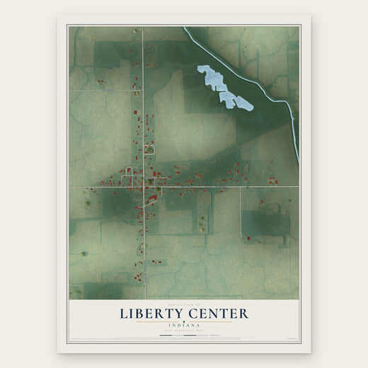 Liberty Center, Indiana map print, the full design
