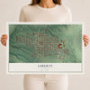Map of Liberty, Indiana, 12 x 18 inch unframed archival matte print