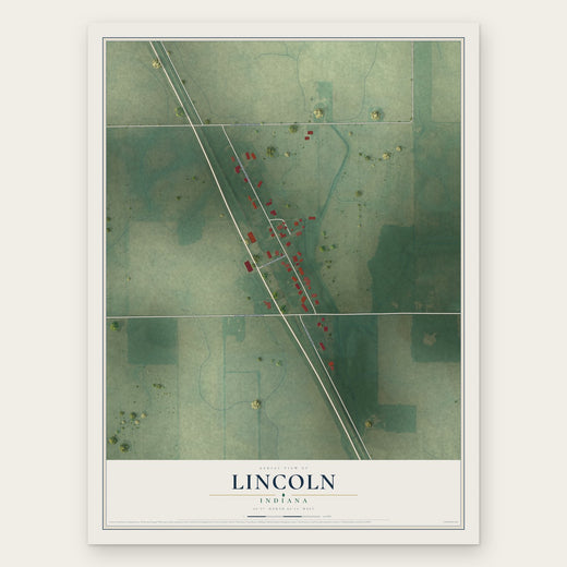 Lincoln, Indiana map print, the full design
