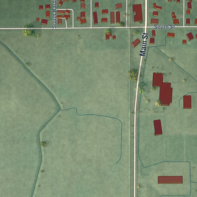 Second close-up of the map of Linden, Indiana print showing more streets and buildings