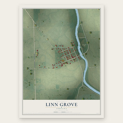 Linn Grove, Indiana map print, the full design
