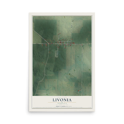 Map of Livonia, Indiana, 12 x 18 inch unframed archival matte print
