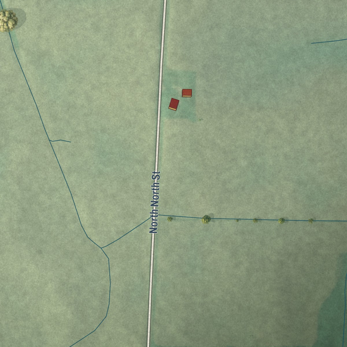 Second close-up of the map of Livonia, Indiana print showing more streets and buildings