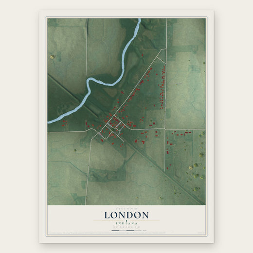 London, Indiana map print, the full design