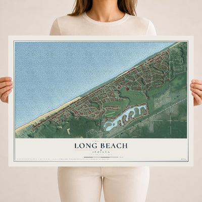 Map of Long Beach, Indiana, 18 x 24 inch unframed archival matte print