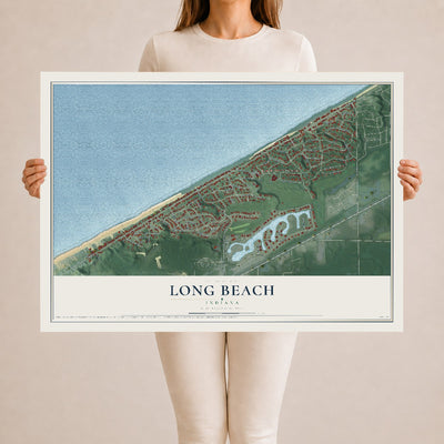Map of Long Beach, Indiana, 24 x 36 inch unframed archival matte print