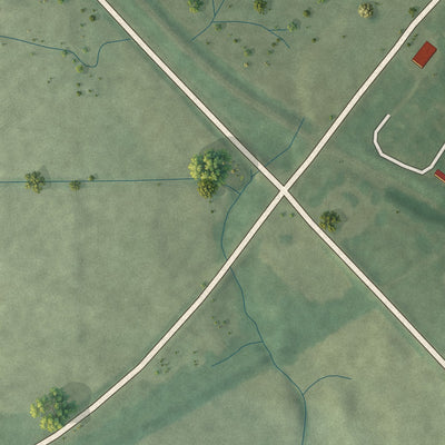 Second close-up of the map of Losantville, Indiana print showing more streets and buildings