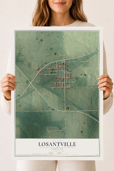 Map of Losantville, Indiana, 18 x 24 inch unframed archival matte print