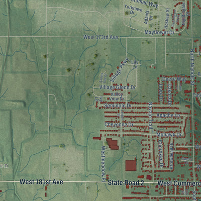 Second close-up of the map of Lowell, Indiana print showing more streets and buildings