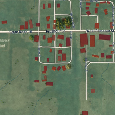 Close-up of the map of Lucerne, Indiana print showing street and building detail
