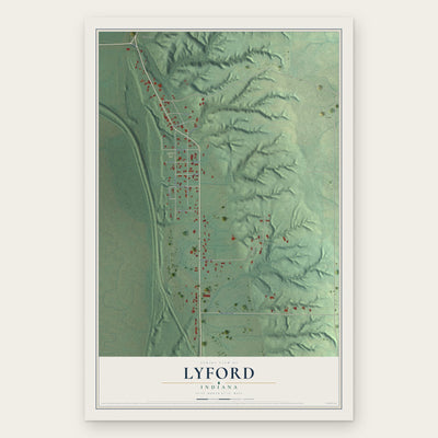 Lyford, Indiana map print, the full design