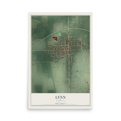 Map of Lynn, Indiana, 12 x 18 inch unframed archival matte print