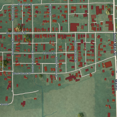 Close-up of the map of Lynn, Indiana print showing street and building detail