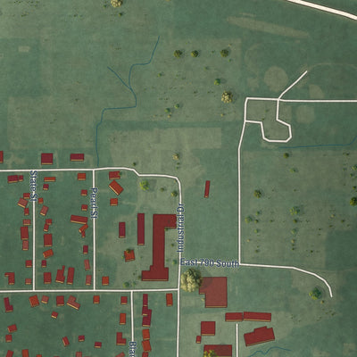Second close-up of the map of Lynn, Indiana print showing more streets and buildings