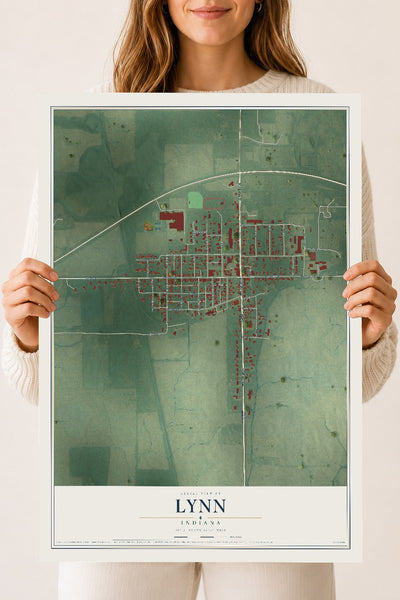 Map of Lynn, Indiana, 18 x 24 inch unframed archival matte print