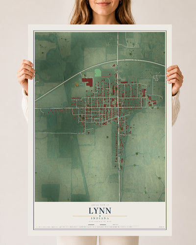 Map of Lynn, Indiana, 24 x 36 inch unframed archival matte print