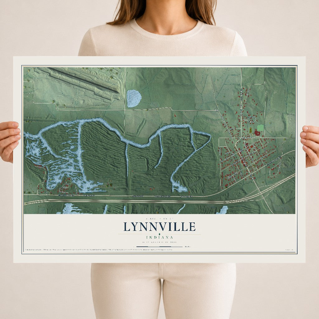 Map of Lynnville, Indiana, 18 x 24 inch unframed archival matte print