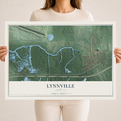 Map of Lynnville, Indiana, 18 x 24 inch unframed archival matte print