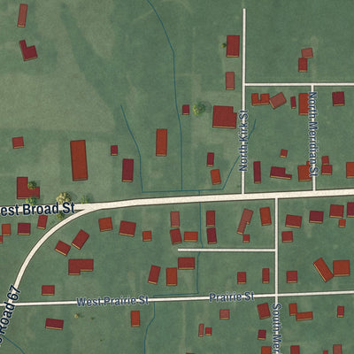 Second close-up of the map of Lyons, Indiana print showing more streets and buildings