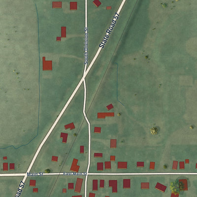 Close-up of the map of Mackey, Indiana print showing street and building detail
