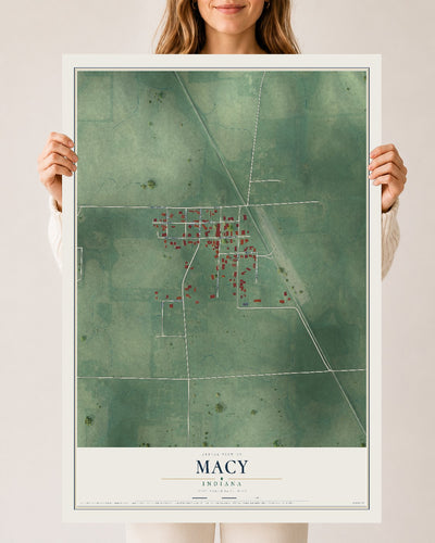 Map of Macy, Indiana, 24 x 36 inch unframed archival matte print