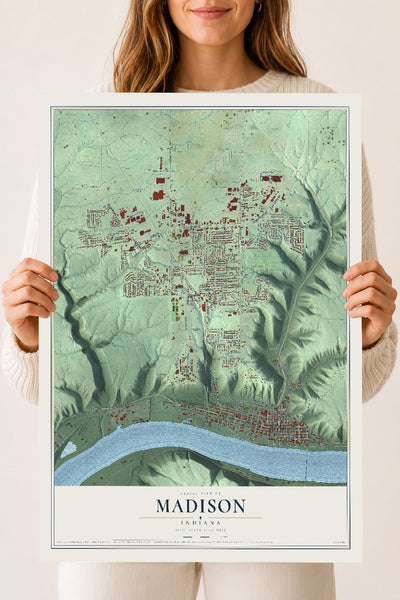 Map of Madison, Indiana, 18 x 24 inch unframed archival matte print
