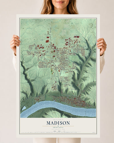 Map of Madison, Indiana, 24 x 36 inch unframed archival matte print