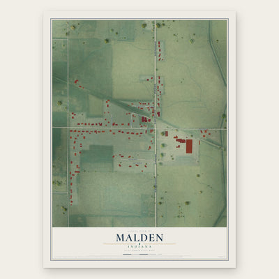 Malden, Indiana map print, the full design