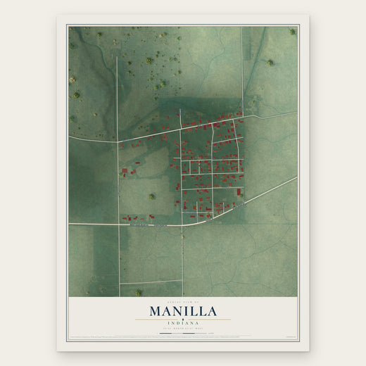 Manilla, Indiana map print, the full design