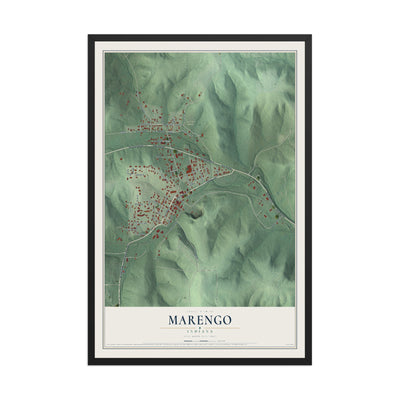 Map of Marengo, Indiana, 12 x 18 inch print in a black wood frame