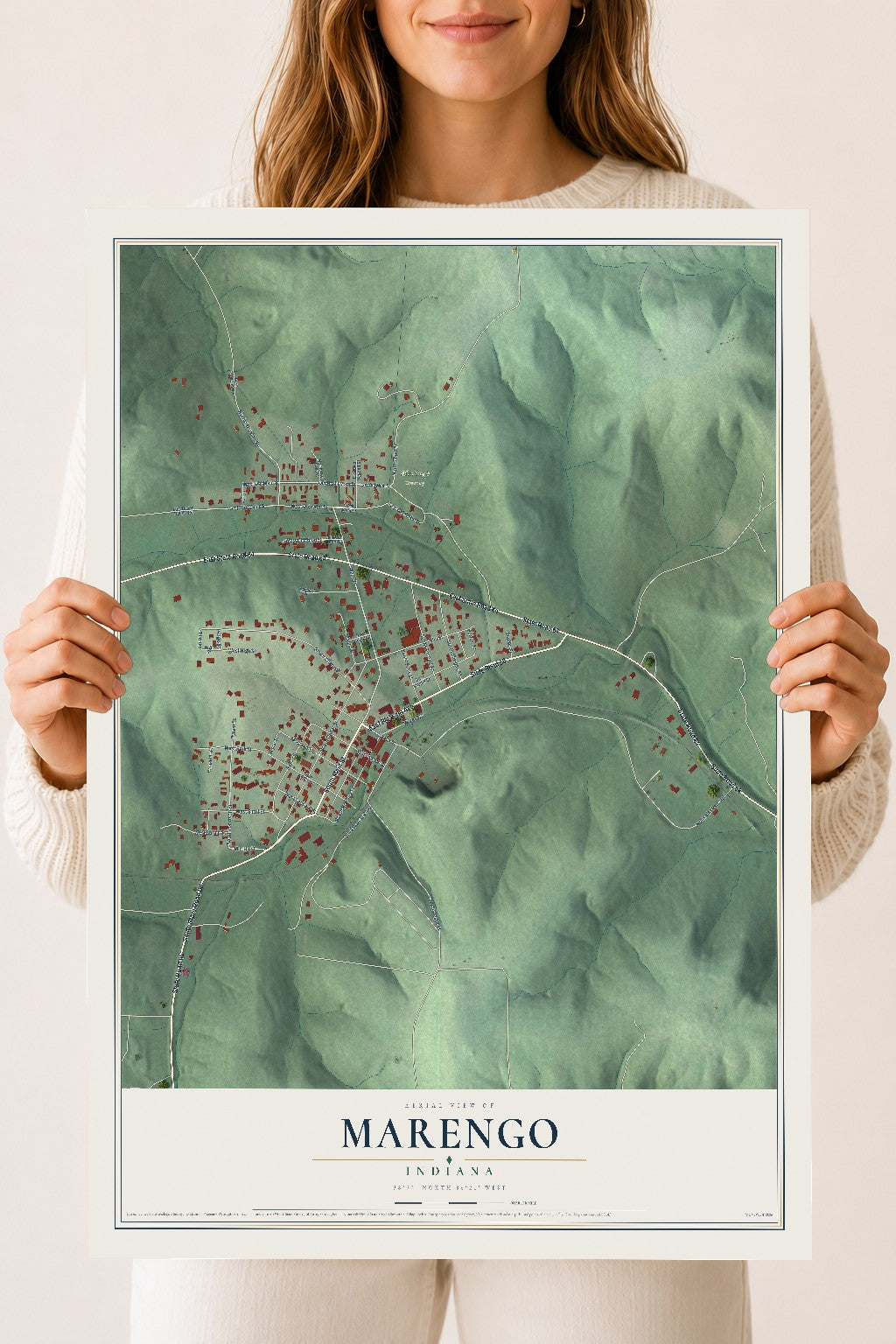 Map of Marengo, Indiana, 18 x 24 inch unframed archival matte print