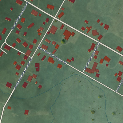 Close-up of the map of Marietta, Indiana print showing street and building detail