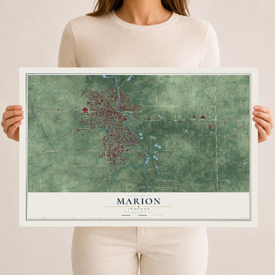 Map of Marion, Indiana, 12 x 18 inch unframed archival matte print