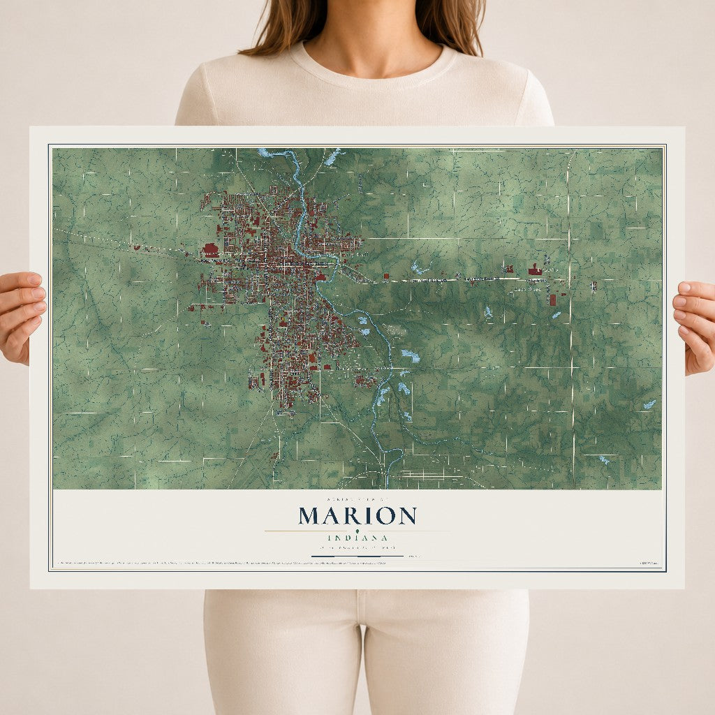 Map of Marion, Indiana, 18 x 24 inch unframed archival matte print