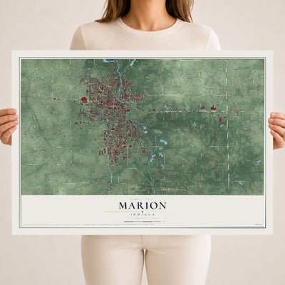 Map of Marion, Indiana, 18 x 24 inch unframed archival matte print