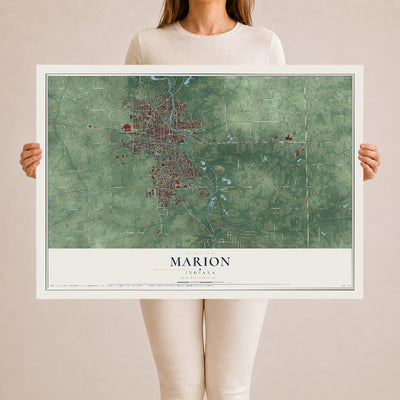 Map of Marion, Indiana, 24 x 36 inch unframed archival matte print