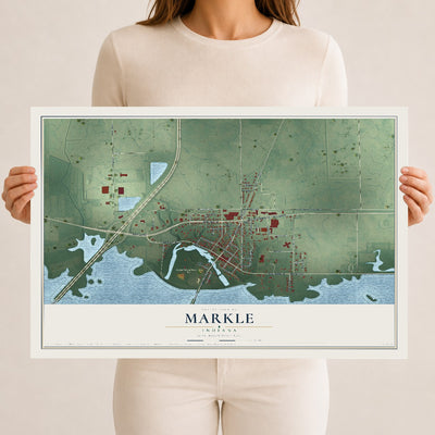 Map of Markle, Indiana, 12 x 18 inch unframed archival matte print