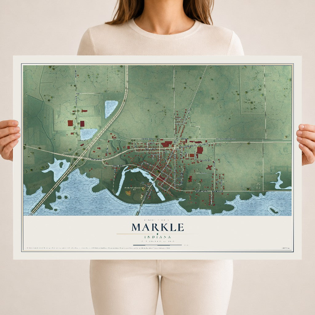 Map of Markle, Indiana, 18 x 24 inch unframed archival matte print