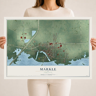 Map of Markle, Indiana, 18 x 24 inch unframed archival matte print