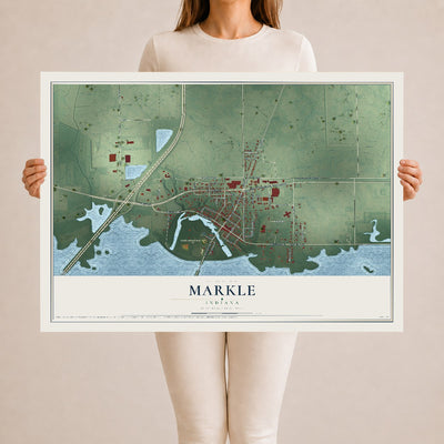 Map of Markle, Indiana, 24 x 36 inch unframed archival matte print