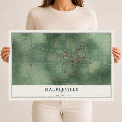 Map of Markleville, Indiana, 12 x 18 inch unframed archival matte print