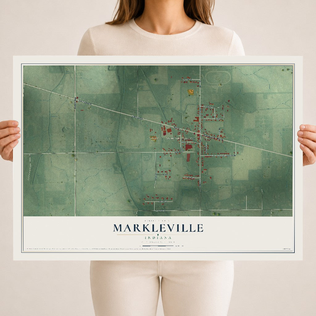 Map of Markleville, Indiana, 18 x 24 inch unframed archival matte print