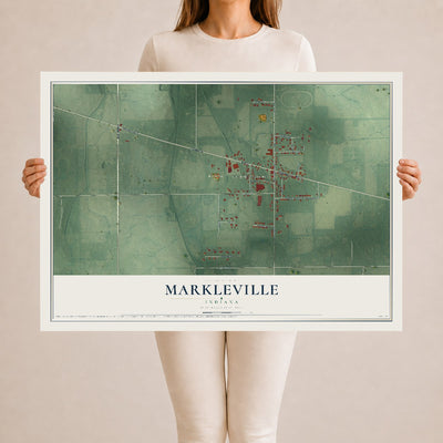 Map of Markleville, Indiana, 24 x 36 inch unframed archival matte print