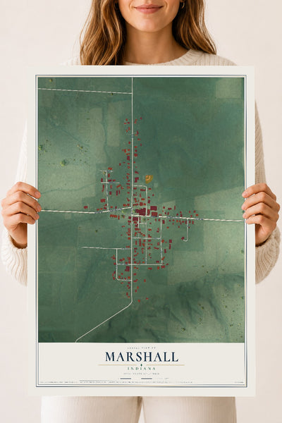 Map of Marshall, Indiana, 18 x 24 inch unframed archival matte print