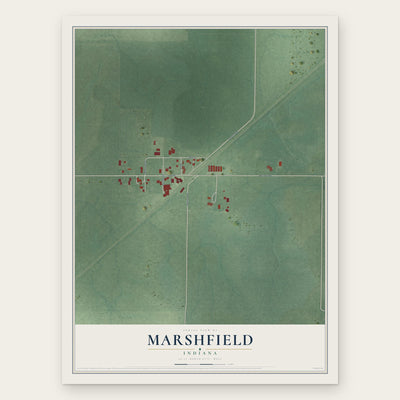 Marshfield, Indiana map print, the full design