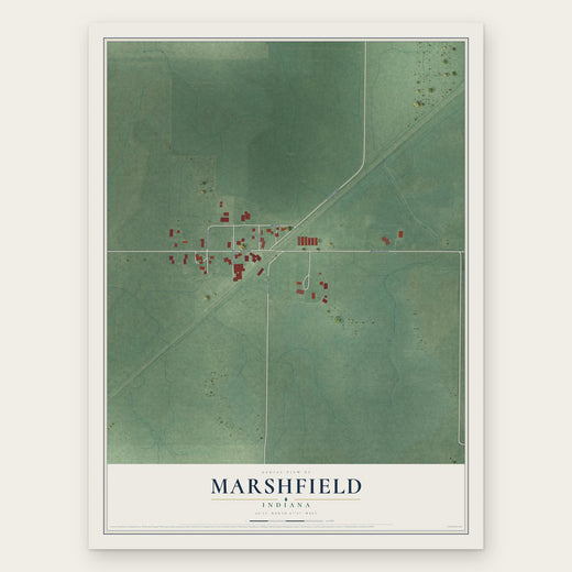 Marshfield, Indiana map print, the full design
