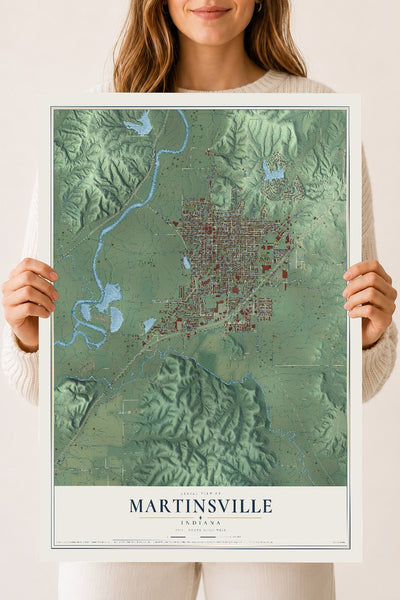 Map of Martinsville, Indiana, 18 x 24 inch unframed archival matte print