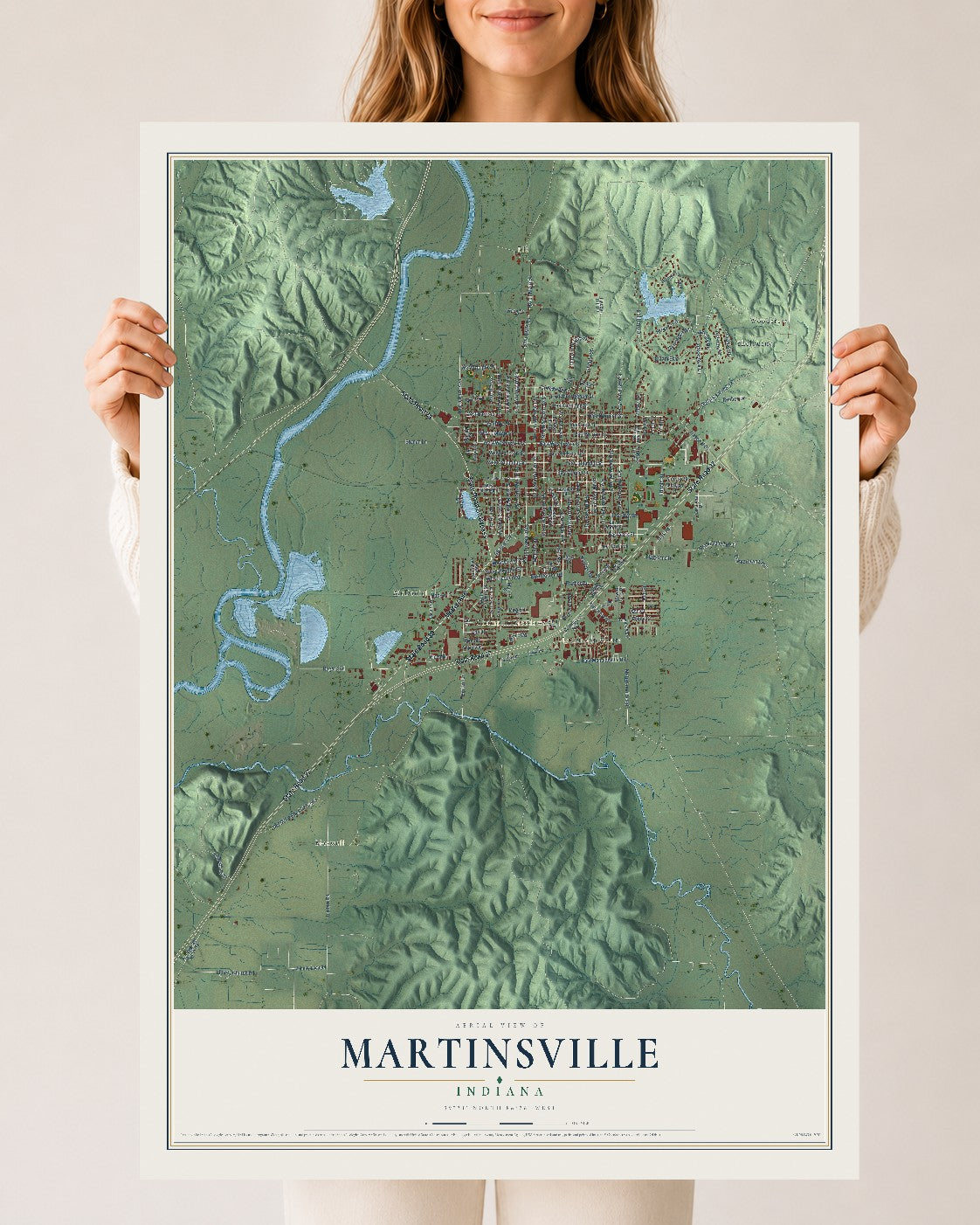 Map of Martinsville, Indiana, 24 x 36 inch unframed archival matte print